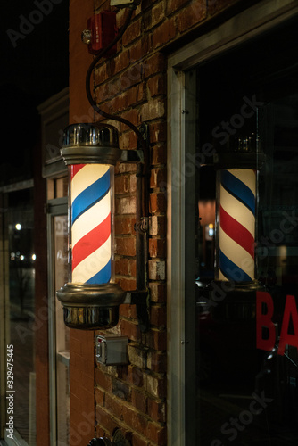 barber shop at night