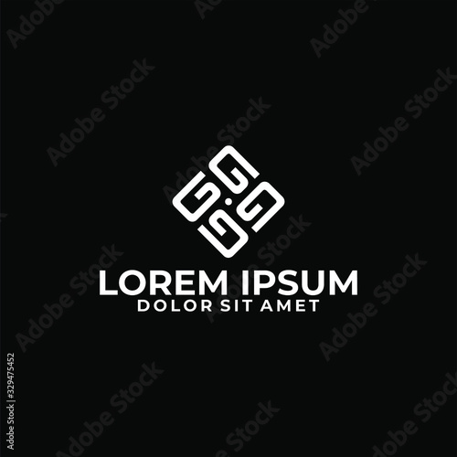 Initial letter G or G4 logo template with rounded square symbol in flat design monogram illustration