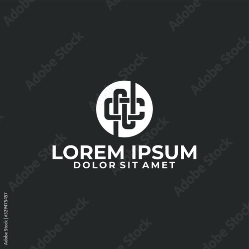 Initial letter NC or CN logo template with pipe construction symbol in flat design monogram illustration