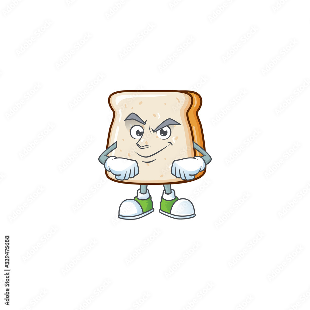 An icon of slice of bread mascot design with confident gesture