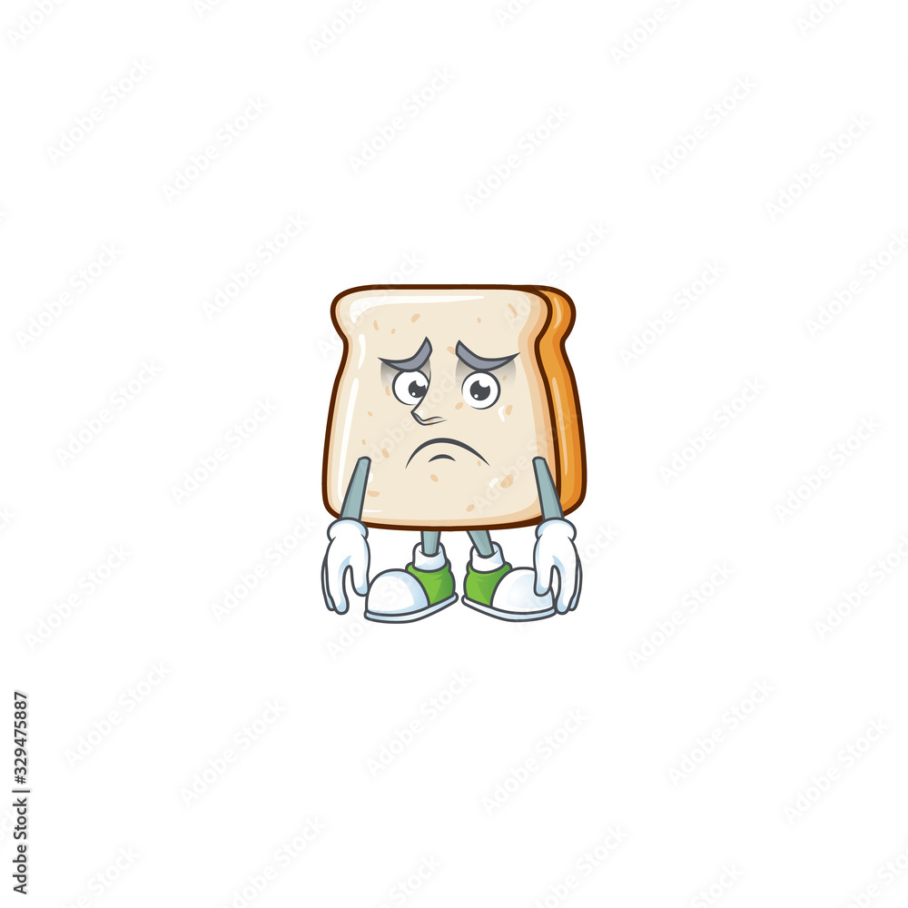Slice of bread mascot design style with worried face