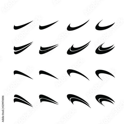 Photography collection minimal swoosh logo icon design vector illustration