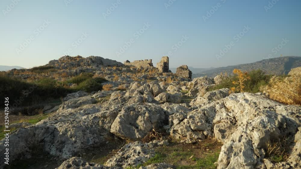 Rocky hilltop of Feraklos Castle, Rhodes, Greece Rocky hilltop of Feraklos Castle, Rhodes, Greece