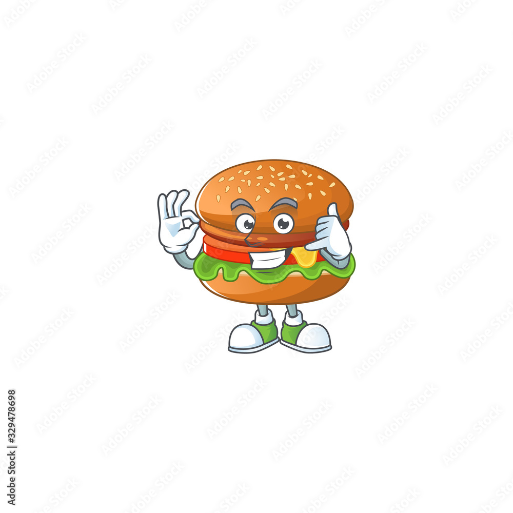 Call me funny gesture hamburger mascot cartoon design Call me funny gesture hamburger mascot cartoon design