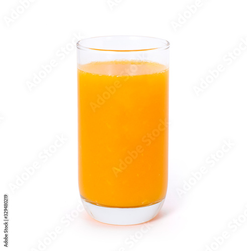 glass of orange juice isolated on white background.