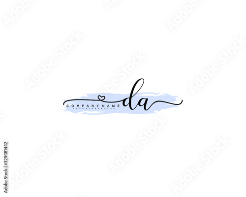 Letter DA handwrititing logo with a beautiful template photo