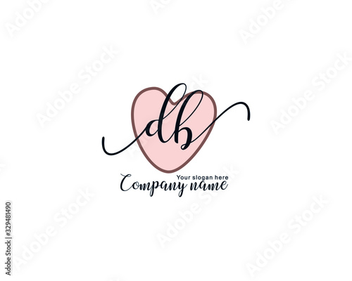 Letter DB handwrititing logo with a beautiful template photo