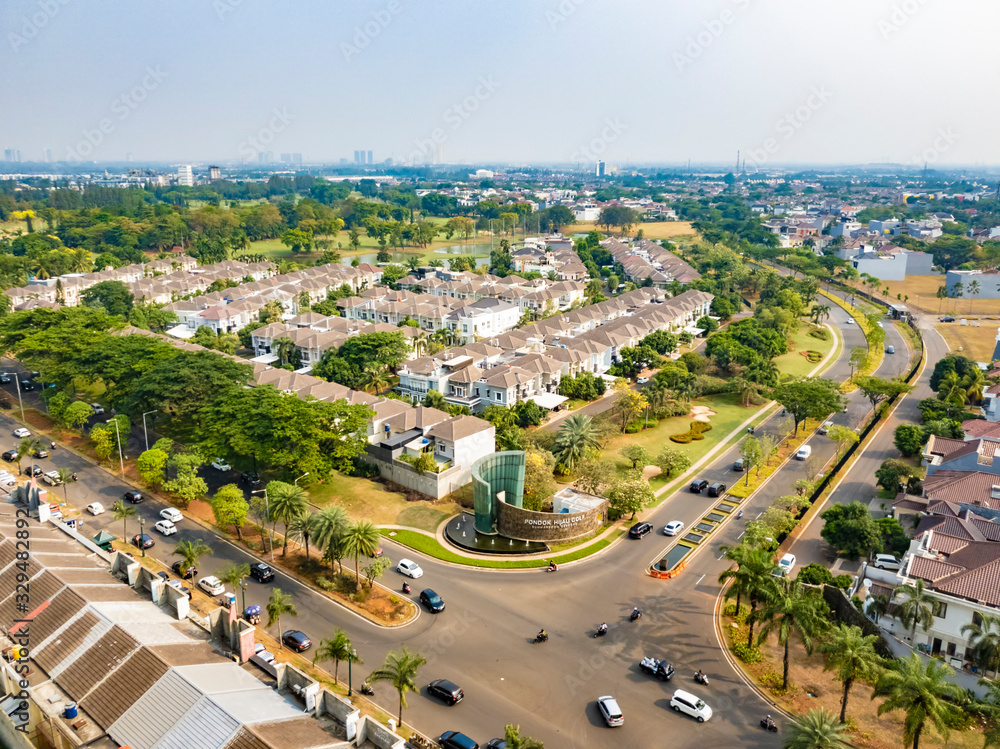 Tangerang, Indonesia - 6th Sep 2019: Pondok Hijau Golf cluster in Gading Serpong residential area. It is a luxury real estate with high property development and investment.