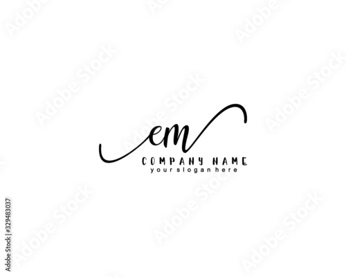 Letter EM handwrititing logo with a beautiful template