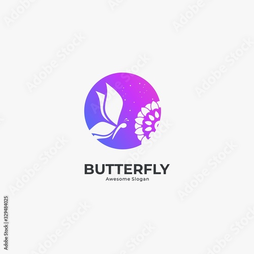 Vector Logo Illustration Butterfly Negative space Style.