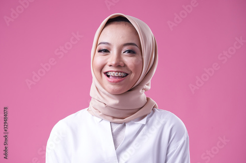 Beauty asian women wearing scarf with variety reaction face © Muhammad Anas