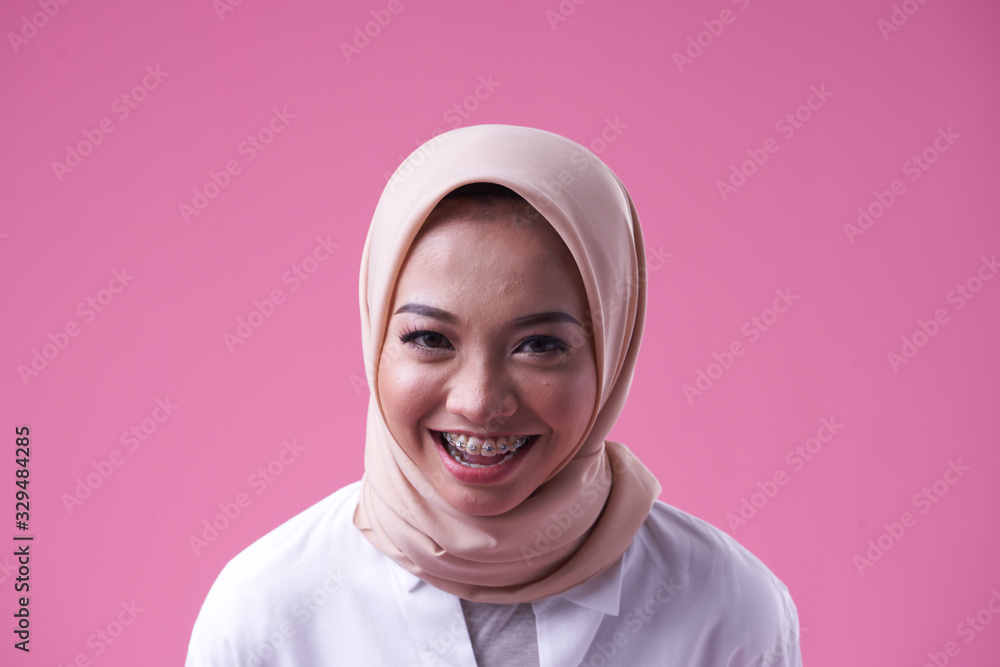 Beauty asian women wearing scarf with variety reaction face Beauty asian women wearing scarf with variety reaction face