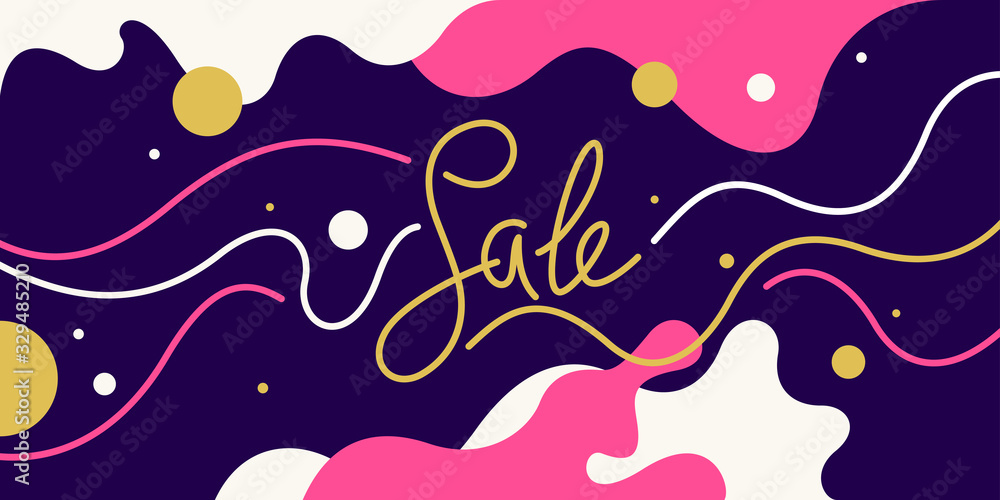 Bright colorful Sale poster with dynamic waves and splashes. Bright colorful Sale poster with dynamic waves and splashes.