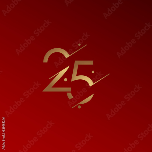 25 Years Anniversary Celebration Elegant Number Vector Template Design Illustration