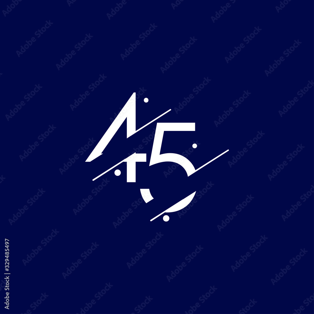 45 Years Anniversary Celebration Elegant Number Vector Template Design Illustration