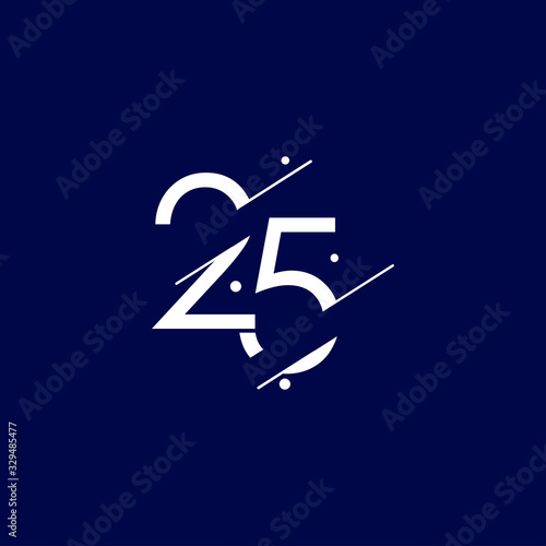25 Years Anniversary Celebration Elegant Number Vector Template Design Illustration