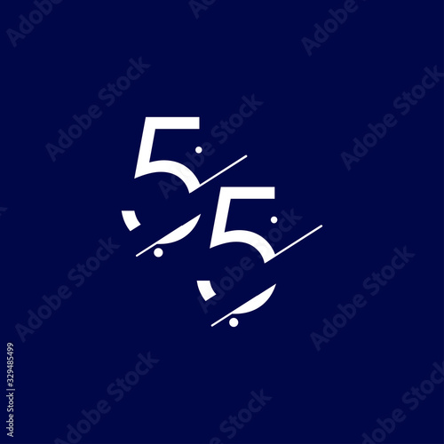55 Years Anniversary Celebration Elegant Number Vector Template Design Illustration