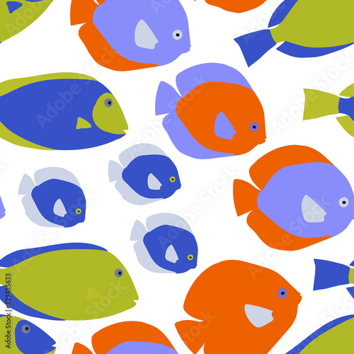 Pattern of a set of marine colorful fish