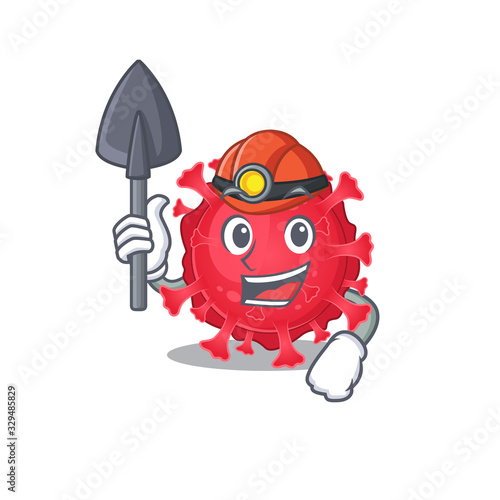 Cool miner worker of coronavirus substance cartoon character design