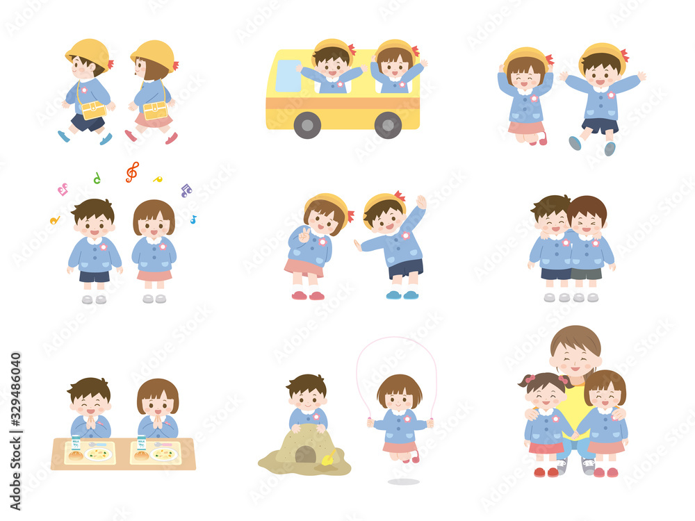 かわいい園児達のイラストセット かわいい園児達のイラストセット