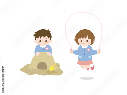 園児が遊んでいるイラスト