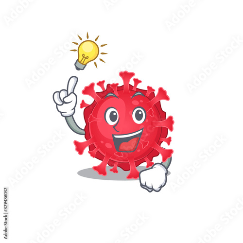 Have an idea gesture of coronavirus substance mascot character design