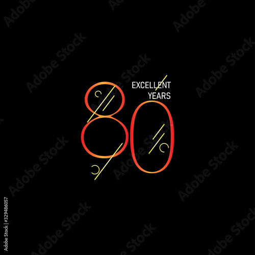 80 Years Anniversary Celebration Elegant Number Vector Template Design Illustration