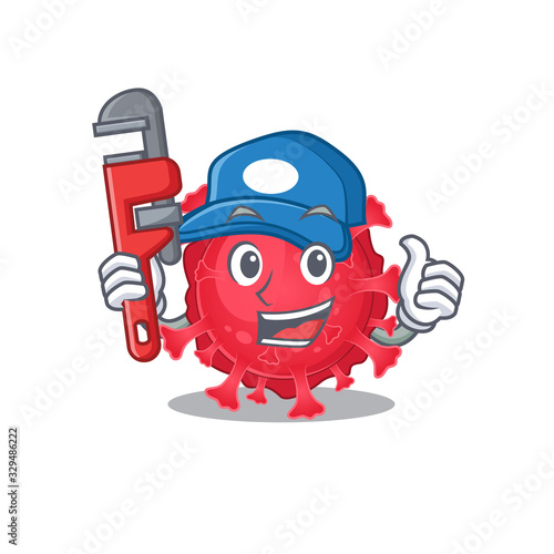 Smart Plumber coronavirus substance on cartoon character design