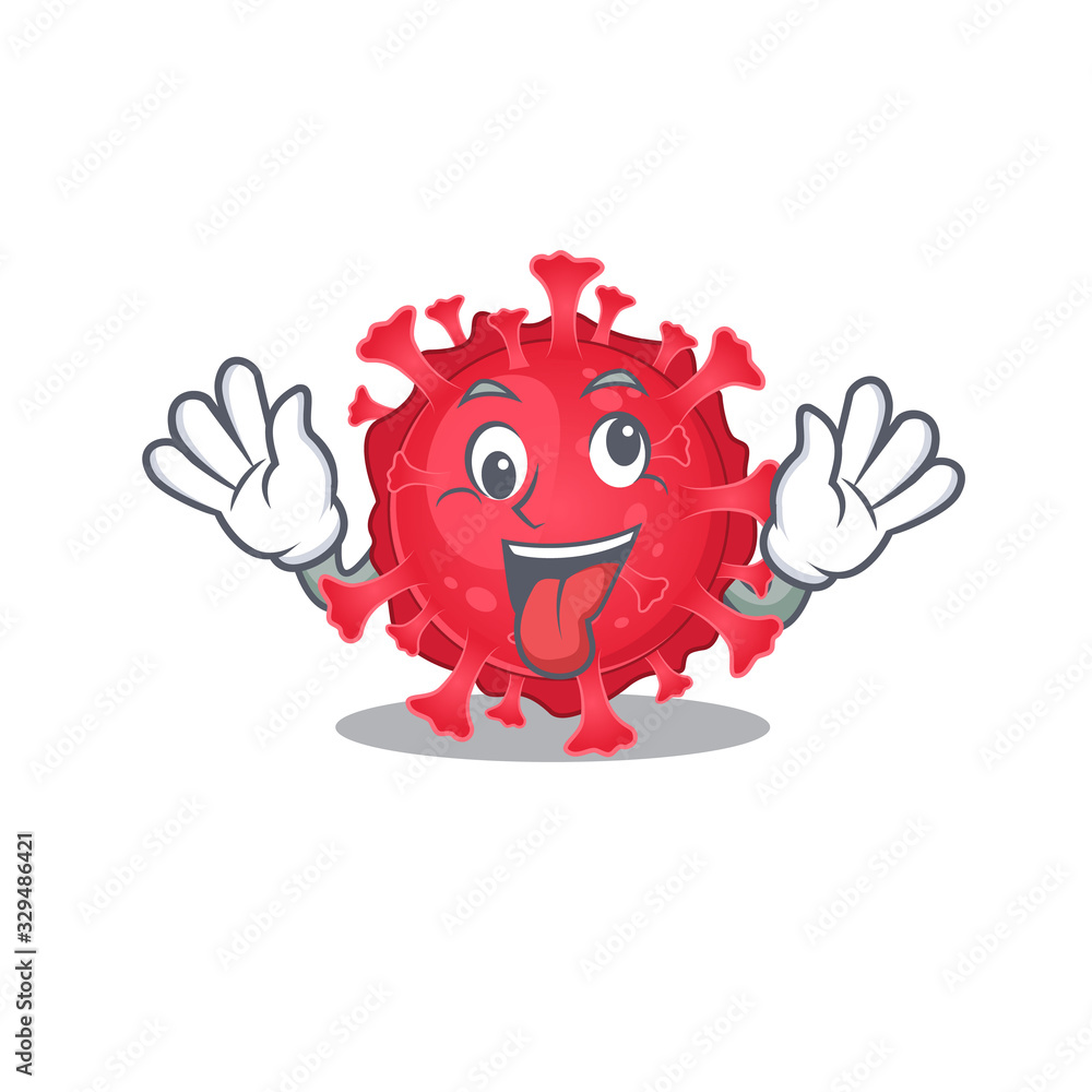 Obraz premium A picture of crazy face coronavirus substance mascot design style