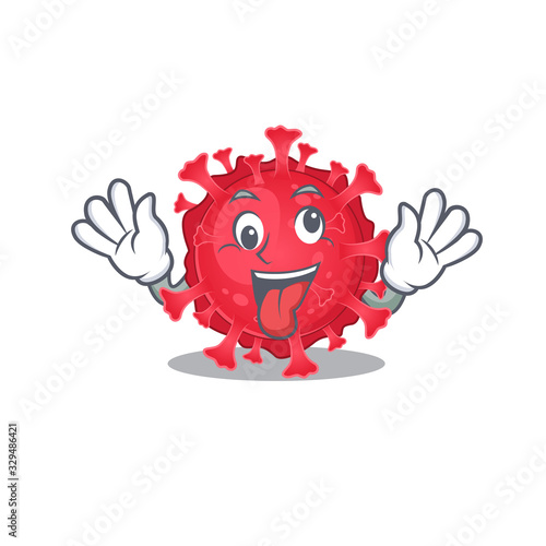 A picture of crazy face coronavirus substance mascot design style