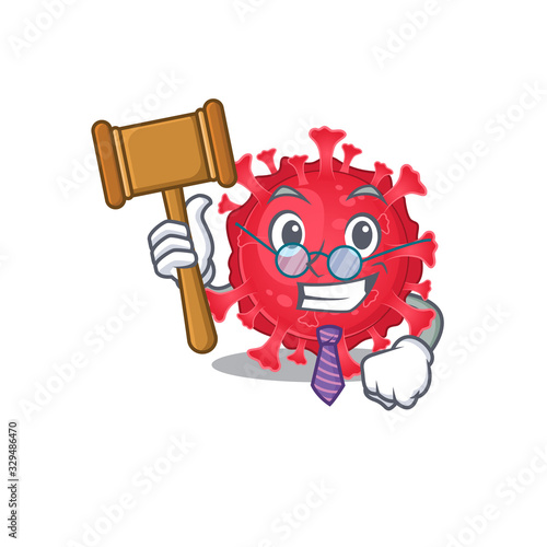 Charismatic Judge coronavirus substance cartoon character design wearing cute glasses