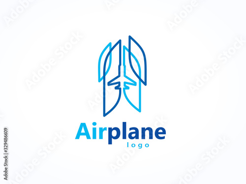 Airplane logotype vector lines abstract