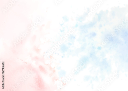 Watercolor abstract background in blue and pink colors. Watercolor illustration, handmade