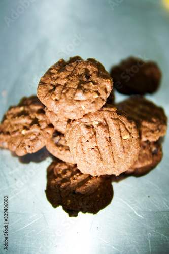 Chocolate cookies on a tray