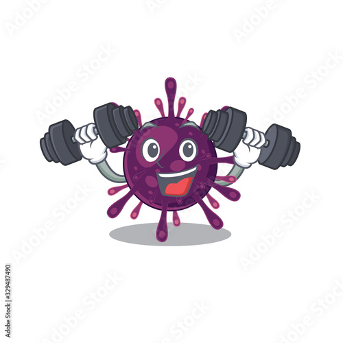 Smiley Fitness exercise coronavirus kidney failure cartoon character raising barbells