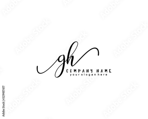 Letter GH handwrititing logo with a beautiful template photo