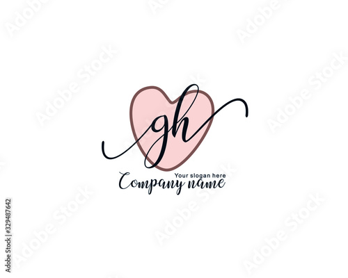 Letter GH handwrititing logo with a beautiful template photo