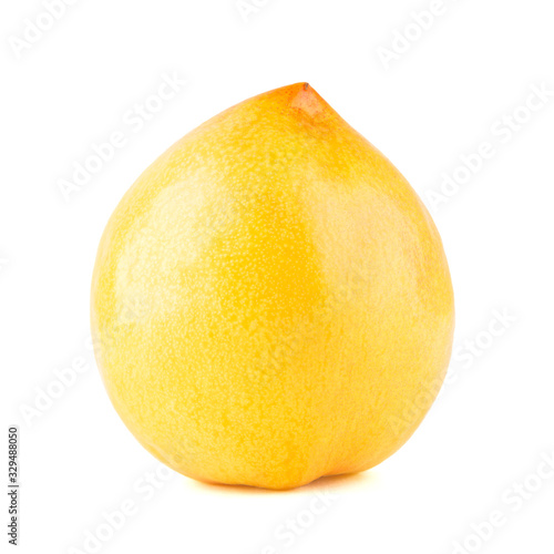 Fresh yellow peach isolated on white background.