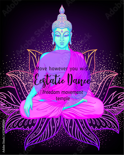 Stretch and Strength. Yoga card, flyer, poster, mat design. Colorful template for spiritual retreat or yoga studio. Ornamental business cards, oriental pattern. Vector illustration