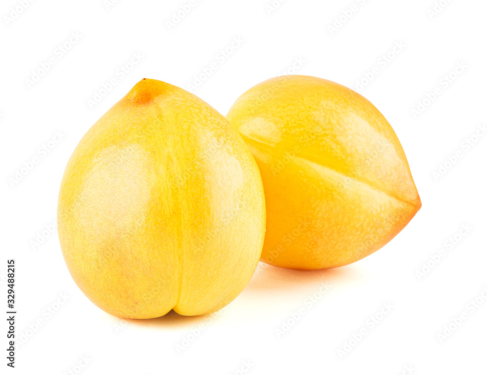 Fresh yellow peach isolated on white background. Fresh yellow peach isolated on white background.