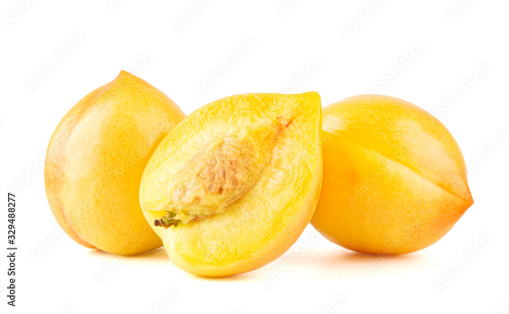 Fresh yellow peach isolated on white background. Fresh yellow peach isolated on white background.