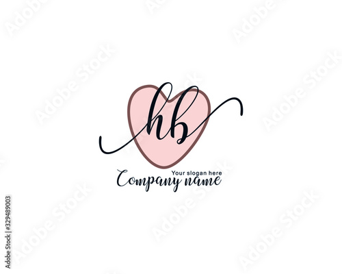 Letter HB handwrititing logo with a beautiful template