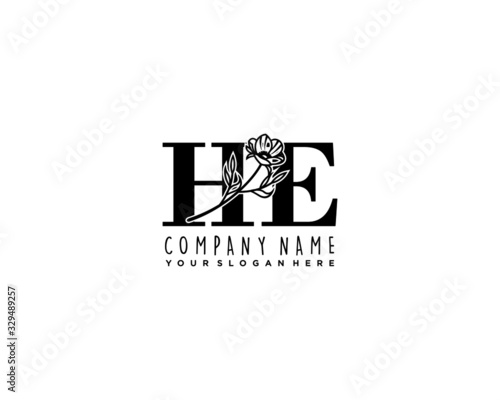 Letter HE handwrititing logo with a beautiful template