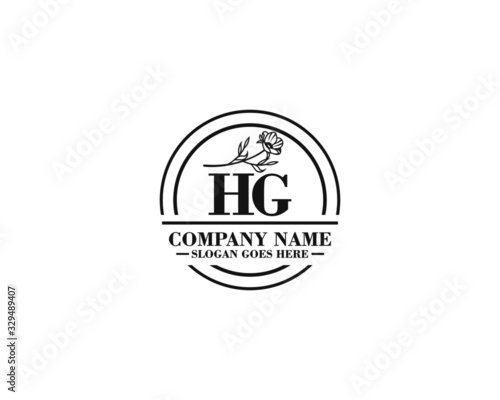 Letter HG handwrititing logo with a beautiful template photo