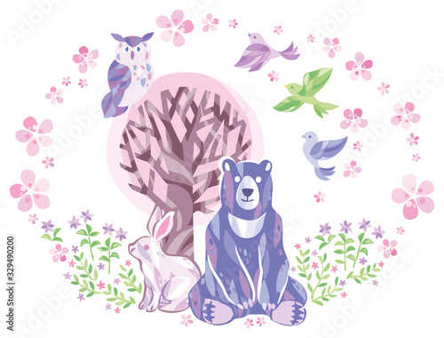 春　動物　イラスト