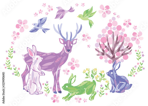 春　動物　イラスト