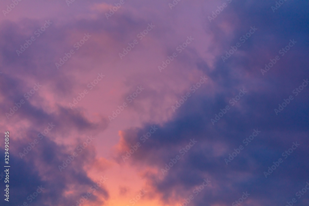 Pink dawn in the sky with clouds