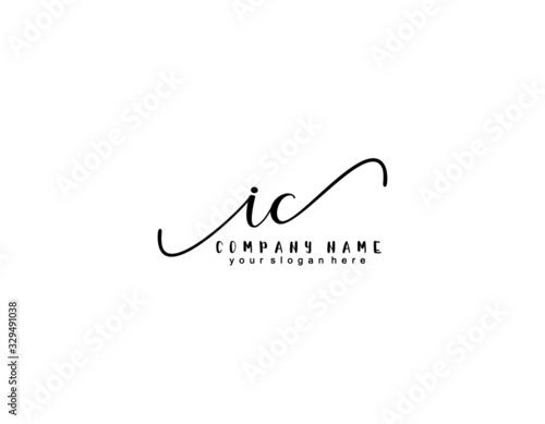 Letter IC handwrititing logo with a beautiful template