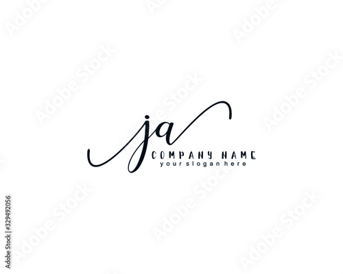 Letter JA handwrititing logo with a beautiful template photo