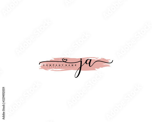 Letter JA handwrititing logo with a beautiful template photo